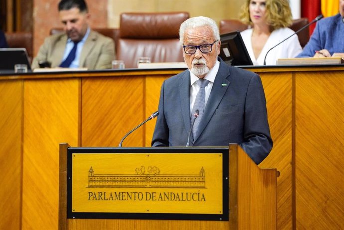 El Defensor del Pueblo Andaluz, Jesús Maeztu, comparece en el Pleno del Parlamento.