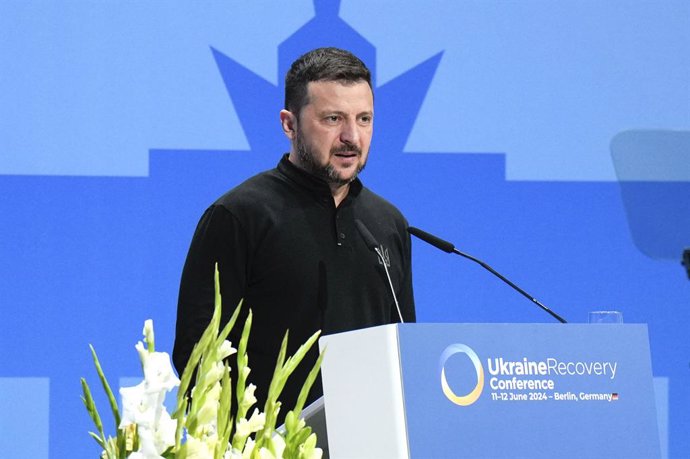 June 11, 2024, Berlin, Berlin, Deutschland: Wolodymyr Selenskyj bei der ErÃffnung der Ukraine Recovery Conference 2024 unter dem Motto 'United in Defense. United in Recovery. Stronger together.', auf dem Messegelände. Berlin, 11.06.2024