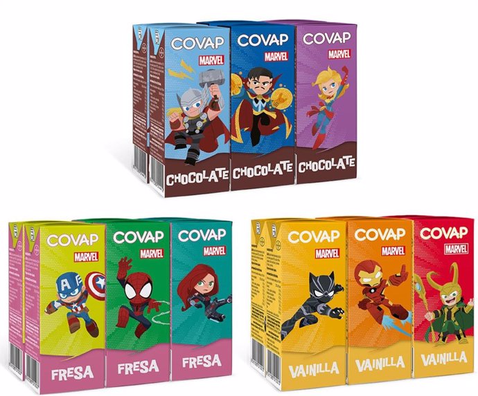 Batidos de Lácteos Covap con imágenes de Marvel.