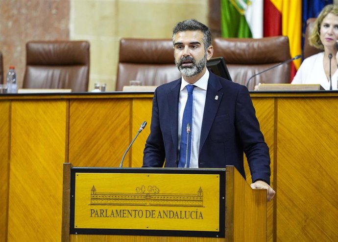 El consejero de Agricultura, Pesca, Agua y Desarrollo Rural, Ramón Fernández-Pacheco, comparece en el Pleno del Parlamento andaluz.