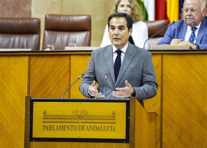 El consejero de Justicia, Administración Local y Función Pública, José Antonio Nieto, en el Pleno del Parlamento andaluz.