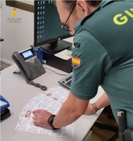 Imagen facilitada por la Guardia Civil sobre el timo del tocomocho cometido en Laguna de Duero (Valladolid)