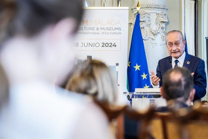 El alcalde de Málaga, Francisco de la Torre, durante la presentación de la cuarta edición de CM, Culture & Museums International Tech Forum.