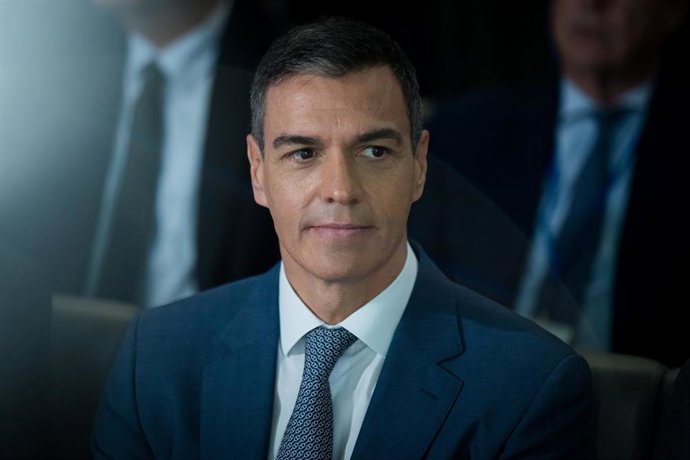 El presidente del Gobierno, Pedro Sánchez, durante el encuentro empresarial España - Turquía, en la Sede Ciudad BBVA, a 13 de junio de 2024, en Madrid (España). Erdogan fue recibido ayer 12 de junio por el Rey Felipe VI y hoy participa junto a Sánchez e