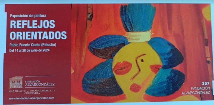 Archivo - Tarjetón de la exposición 'Reflejos orientados' del artista Pablo Fuente Cueto 'Peluche' en la sala de exposiciones de la Fundación Alvargonzález de Gijón.