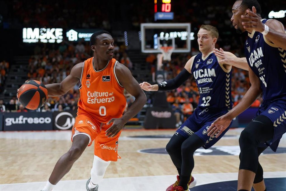 Jared Harper, en un partido del Valencia Basket contra el UCAM Murcia.