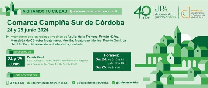 Cartel de la visita de la Oficina de Información y Atención Ciudadana del Defensor del Pueblo andaluz a la Campiña Sur.