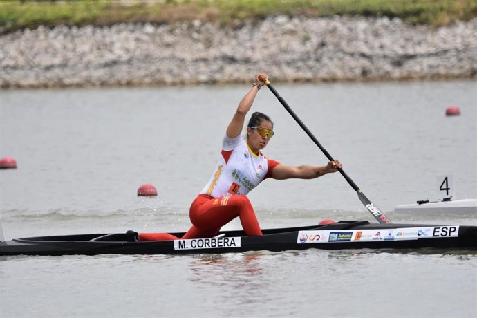 María Corbera, durante el Campeonato de Europa de piragüismo en esprint olímpico.