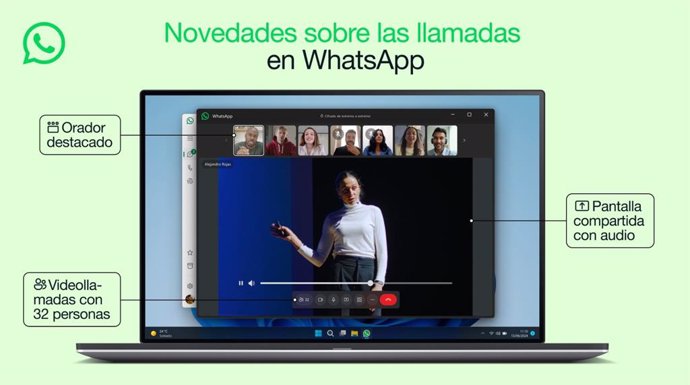 Interfaz de WhatsApp en un ordenador con mejoras en las videollamadas