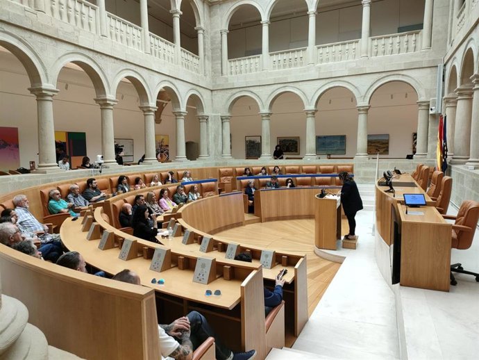 La presidenta de la Asociación de Personas Sordas de La Rioja (ASR), Natalia Mejías interviene en el Parlamento riojano en el Día Nacional de las Lenguas de Signos Españolas