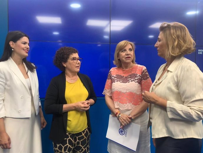 Declaraciones de la diputada nacional del Partido Popular de la Región de Murcia, Violante Tomás, segunda por la derecha, durante la rueda de prensa