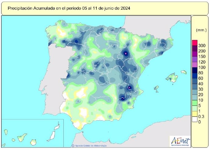 Las lluvias acumuladas desde octubre están un 3% por encima de su valor normal, un punto más que hace una semana.