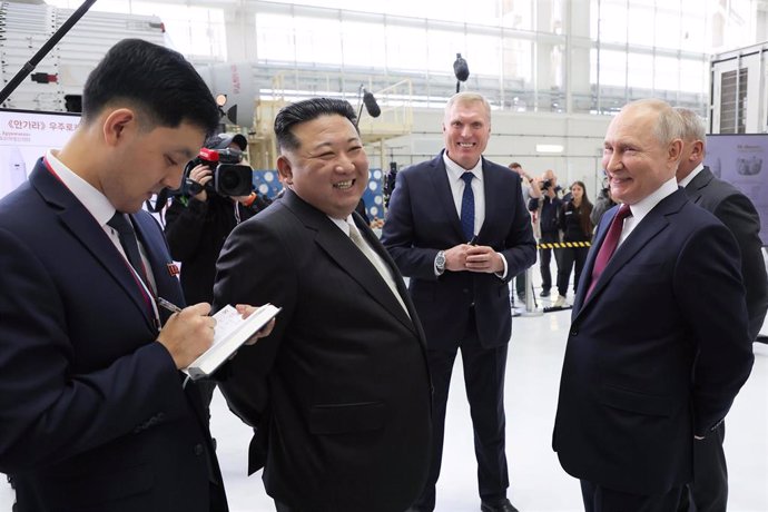 Archivo - Kim Jong Un y Vladimir Putin.