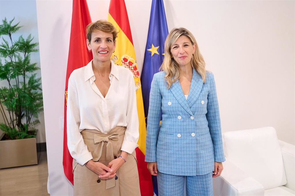 La presidenta Chivite con la vicepresidenta Yolanda Díaz