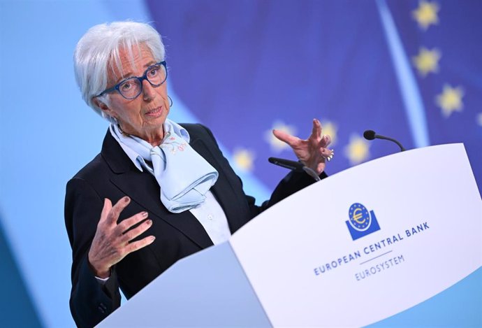 Archivo - 11 April 2024, Hesse, Frankfurt/Main: Christine Lagarde, President of the European Central Bank (ECB), attends a a press conference at the ECB headquarters. Photo: Arne Dedert/dpa