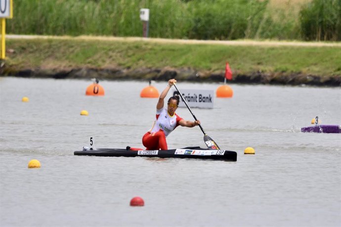 María Corbera, durante el Campeonato de Europa de piragüismo en esprint olímpico.