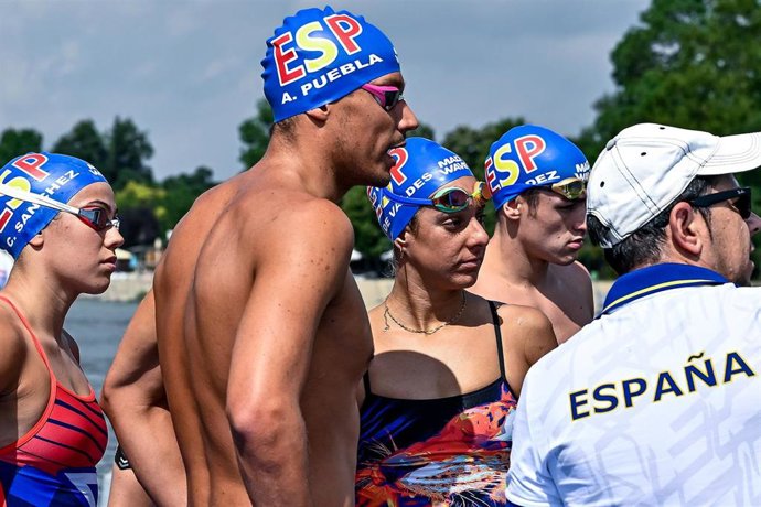 Team Spain prepares before competing during European Aquatics Championships Belgrade 2024 at the Ada Ciganlija in Belgrade (Serbia), June 11, 2024.