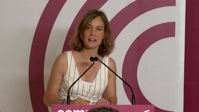 La líder de Comuns en el Parlament, Jéssica Albiach, en el Consell Nacional de los Comuns en Barcelona