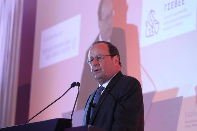 May 25, 2024, Athens, Greece: FranÃois Hollande, former president of France speaks at Economist conference European Business Summit.