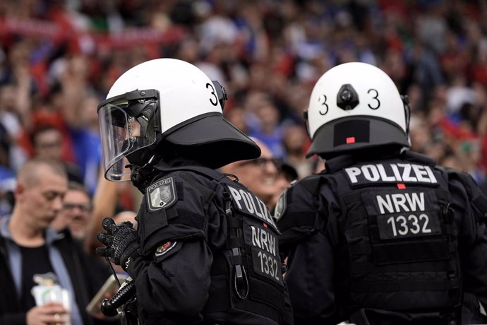 June 15, 2024, Dortmund, Germany: Police security checks during the Euro 2024 soccer match between Italy and Albania at the Signal Iduna Park stadium in Dortmund, Germany - Saturday 15, June 2024. Sport - Soccer. (Photo by Fabio Ferrari/LaPresse)