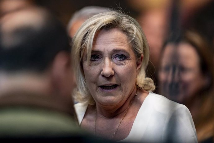 La diputada de la Asamblea Nacional de Francia y candidata a la Presidencia de la República, Marine Le Pen, durante el acto ‘Viva 24’ de VOX, en el Palacio de Vistalegre, a 19 de mayo de 2024, en Madrid