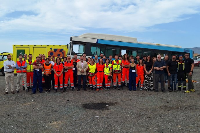 El 061 de Andalucía acoge la evaluación del sistema europeo de triaje en un simulacro con múltiples víctimas.