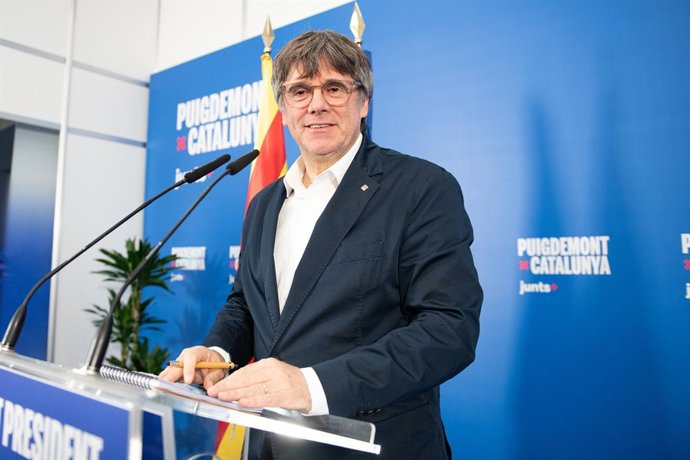 Archivo - El candidat de Junts a la Generalitat de Catalunya, Carles Puigdemont, a 13 de maig del 2024, a Argels (Frana). 