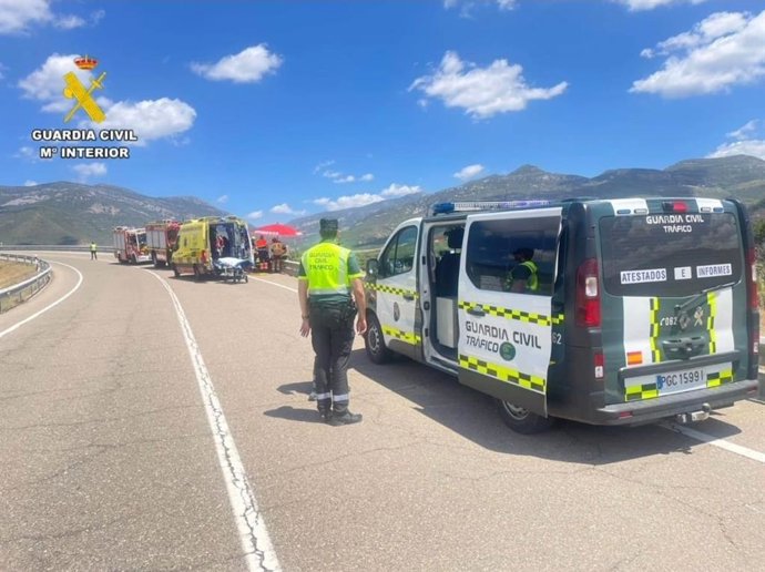 Lugar del accidente en el que resultó  herido grave un motorista, vecino de Huesca.