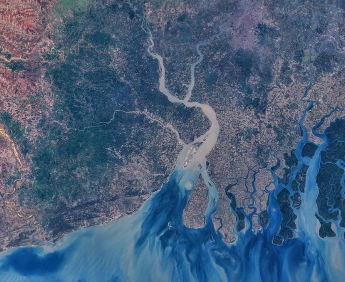 Imagen satélital del delta del río Ganges