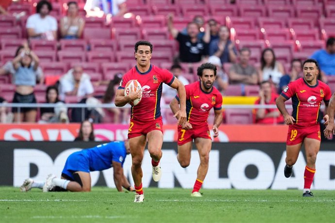 Eduardo Lopez, jugador de España, durante las HSBC Rugby SVNS Series.