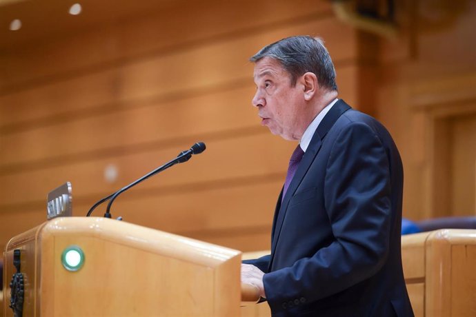 El ministro de Agricultura, Pesca y Alimentación, Luis Planas, durante una sesión de control al Gobierno, en el Senado, a 4 de junio de 2024, en Madrid (España). 