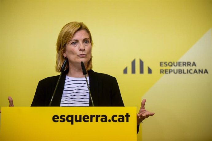 La portavoz de ERC, Raquel Sans, en una rueda de prensa desde la sede del partido, a 17 de junio de 2024