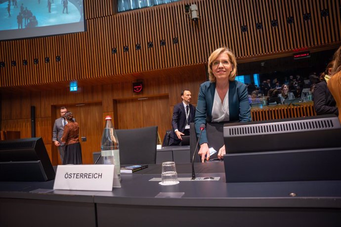 HANDOUT - 17 June 2024, Luxembourg: Austrian Climate Minister Leonore Gewessler attends EU Environment Ministers Council in Luxembourg. Photo: Cajetan Perwein/BMK via APA/dpa - ATTENTION: editorial use only and only if the credit mentioned above is refere