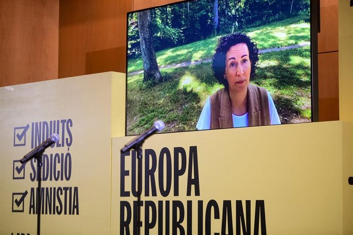 Archivo - La secretaria general de ERC, Marta Rovira, en una intervención telemática