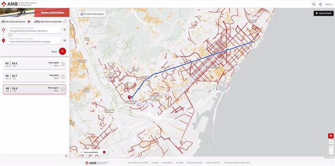 Visor de rutas ciclistas del AMB.