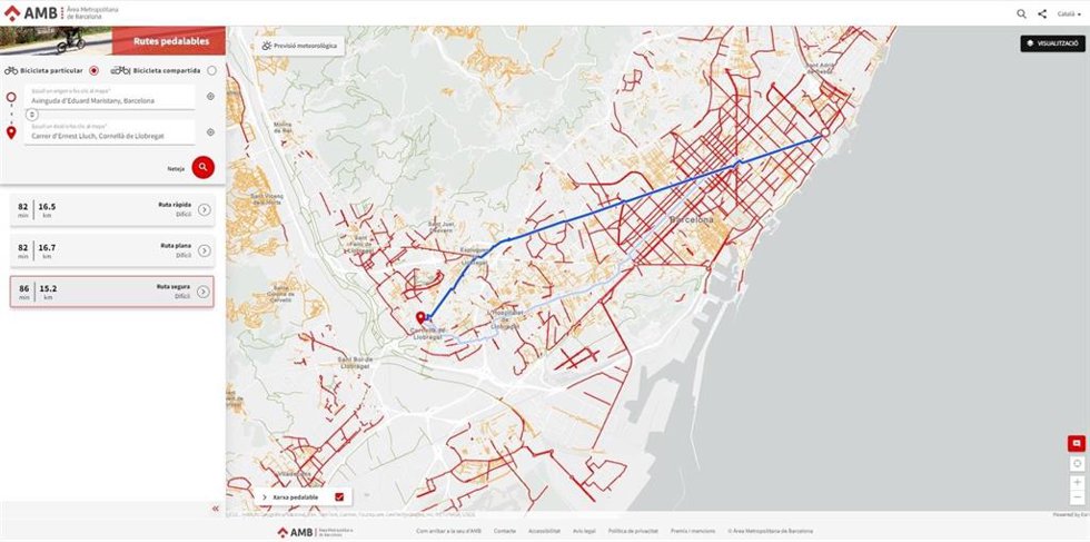 Visor de rutas ciclistas del AMB.