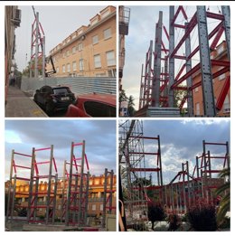 Derribo de viviendas en la zona de San Fernando por las obras del Metro L7B