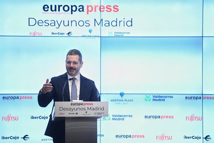 El consejero de Cultura, Turismo y Deporte de la Comunidad de Madrid, Mariano de Paco, interviene durante un desayuno Madrid de Europa Press, en el Auditorio Meeting Place de Castellana