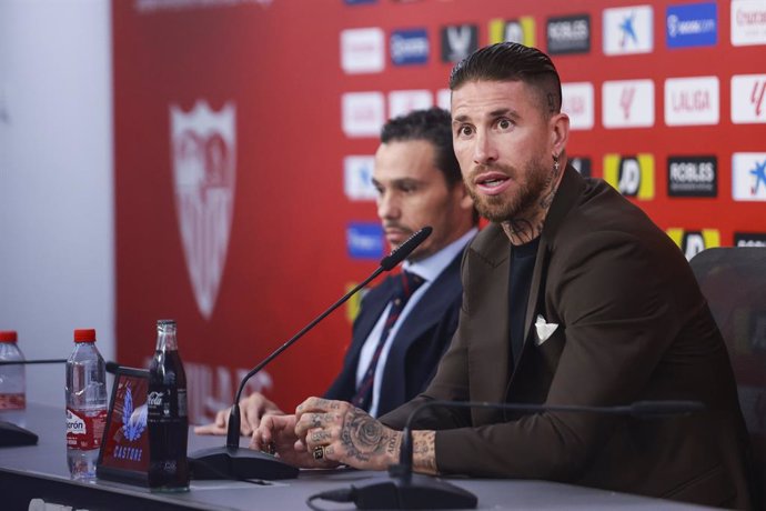 El jugador de fútbol, Sergio Ramos, se despide del Sevilla Fútbol Club ante la prensa, a 18 de junio de 2024, en Sevilla, Andalucía (España). El jugador de fútbol, Sergio Ramos, se despide hoy del Sevilla Fútbol Club donde la pasada temporada militó como 