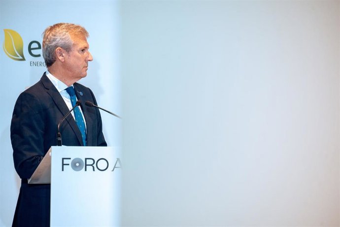 El presidente de la Xunta de Galicia y del PP de Galicia, Alfonso Rueda, interviene durante un desayuno informativo del Foro ABC, en la  sede de ABC, a 18 de junio de 2024, en Madrid (España).