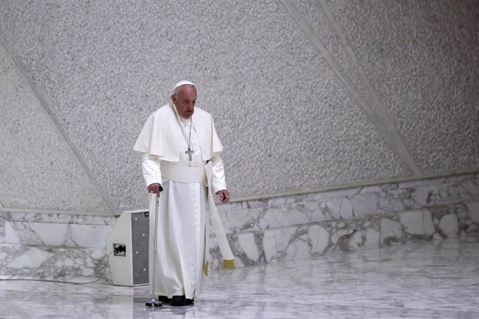 01 June 2024, Vatican: Pope Francis pictured during the audience to the Members of the Christian Association of Italian Worker (ACLI) in Paul VI Hall at the Vatican City State. Photo: Evandro Inetti/ZUMA Press Wire/dpa