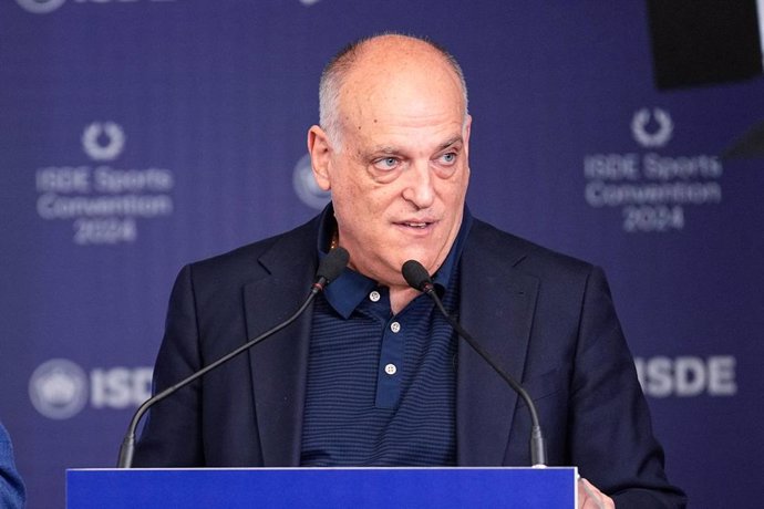 El presidente de LaLiga, Javier Tebas, durante el ISDE Sports Convention de 2024 en Madrid.