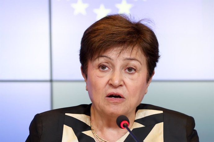 Archivo - FILED - 16 June 2023, Luxembourg: Managing Director of the International Monetary Fund (IMF) Kristalina Georgieva speaks during a press conference at the European Convention Center in Luxembourg.