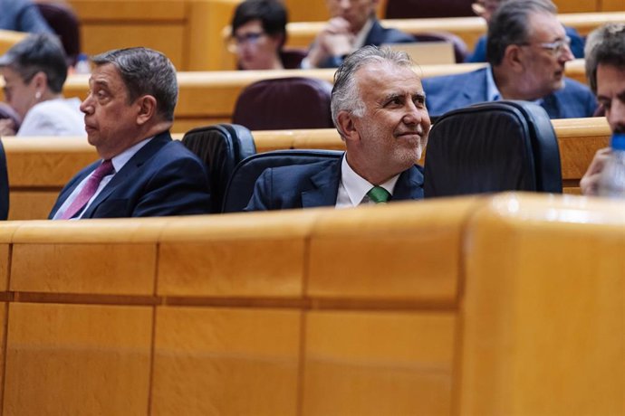El Ministro de Política Territorial y Memoria Democrática, Ángel Víctor Torres, durante una sesión de control al Gobierno, en el Senado, a 18 de junio de 2024, en Madrid (España). El Gobierno se enfrenta a una sesión de control después de que la Junta de 