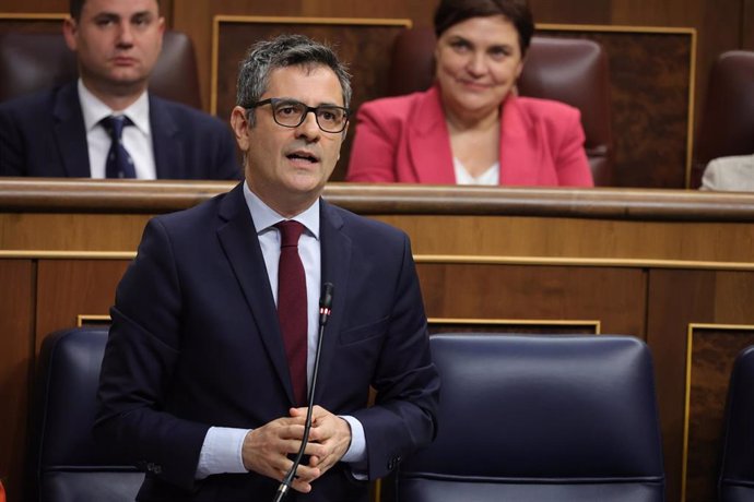 El ministro de la Presidencia, Relaciones con las Cortes y Justicia, Félix Bolaños, en el Congreso de los Diputados, a 29 de mayo de 2024, en Madrid (España). 