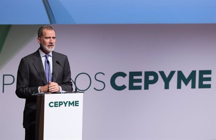 Archivo - El Rey Felipe VI durante un acto de Cepyme celebrado en enero de este año