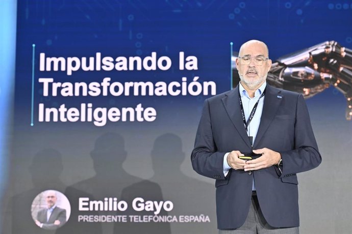 Archivo - El presidente de Telefónica España, Emilio Gayo, durante su intervención en el DigitalES Summit de 2024, a 19 de junio de 2024, en Madrid (España)