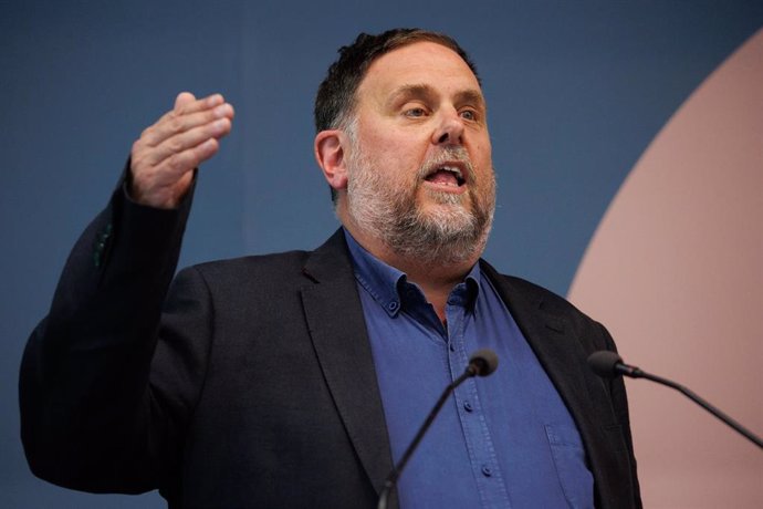 El expresidente de ERC, Oriol Junqueras, interviene durante el acto de ‘Ahora Repúblicas’, en el Círculo de Bellas Artes, a 29 de mayo de 2024, en Madrid (España). 