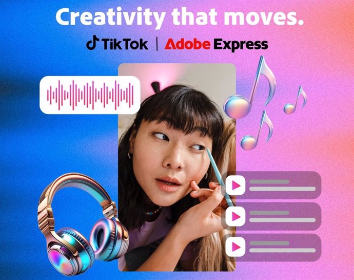 Adobe Express incorpora el catálogo de música comercial de TikTok