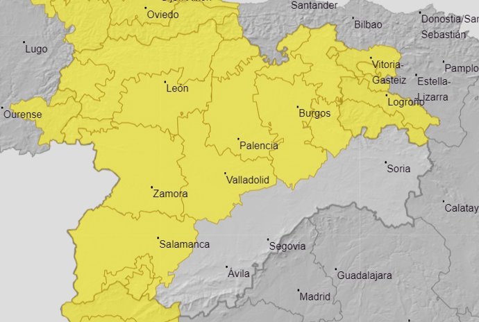 Avisos meteorológicos en Castilla y León para este miércoles.